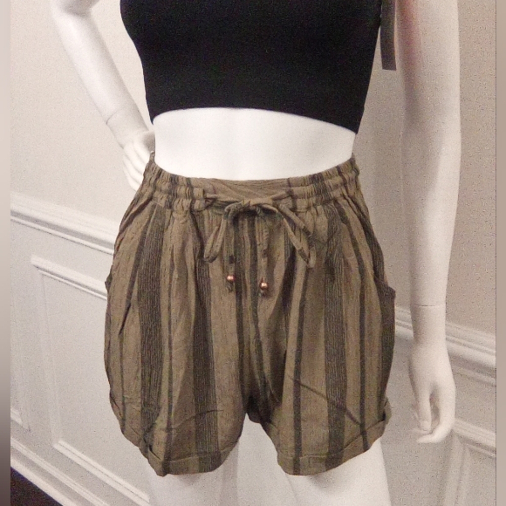Angie's Striped Women's Shorts, Sz. Small, Elastic Tie Waist, 100% Rayon, NWOT - Picture 7 of 12